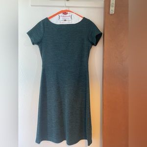 Green and black heather business casual knee length dress